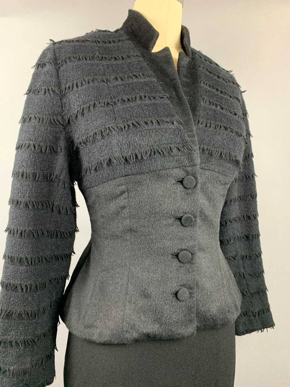 1950s Lilli Ann Fringed Black Wool Mohair Jacket … - image 6