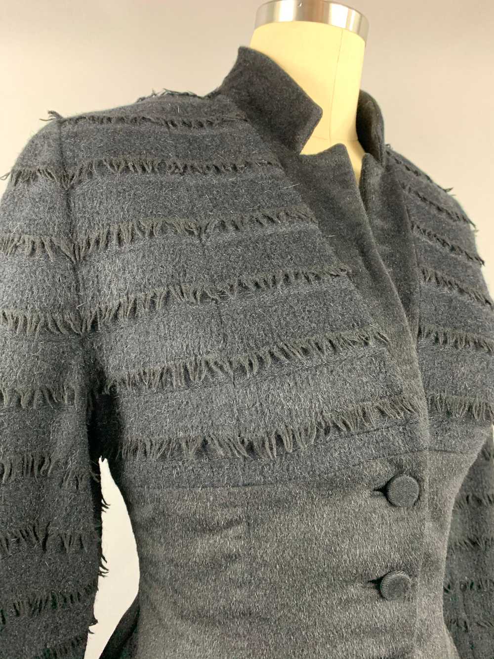 1950s Lilli Ann Fringed Black Wool Mohair Jacket … - image 7