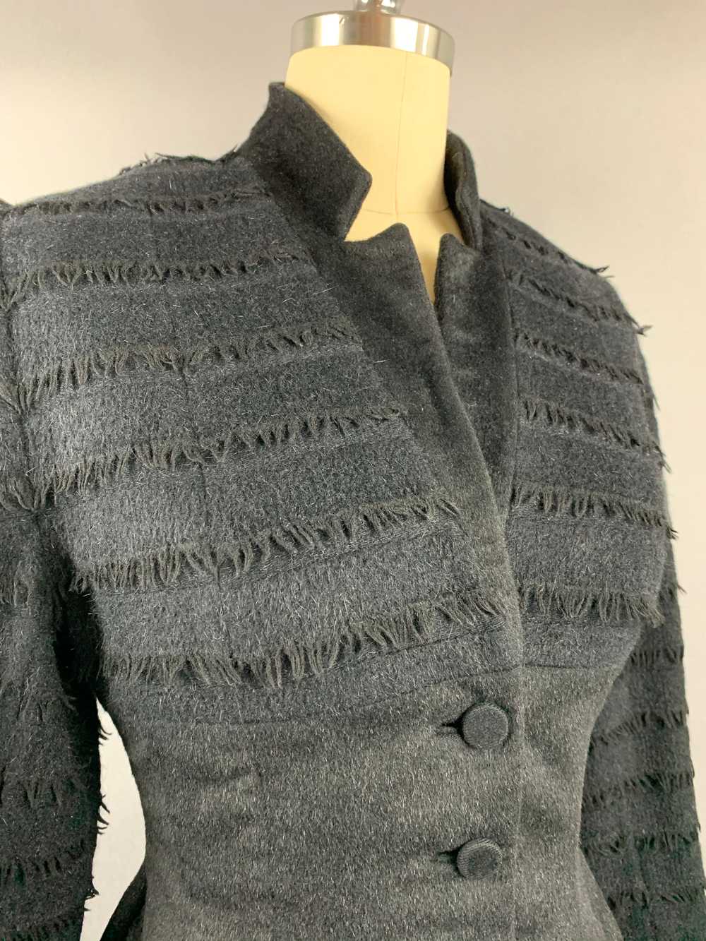 1950s Lilli Ann Fringed Black Wool Mohair Jacket … - image 8