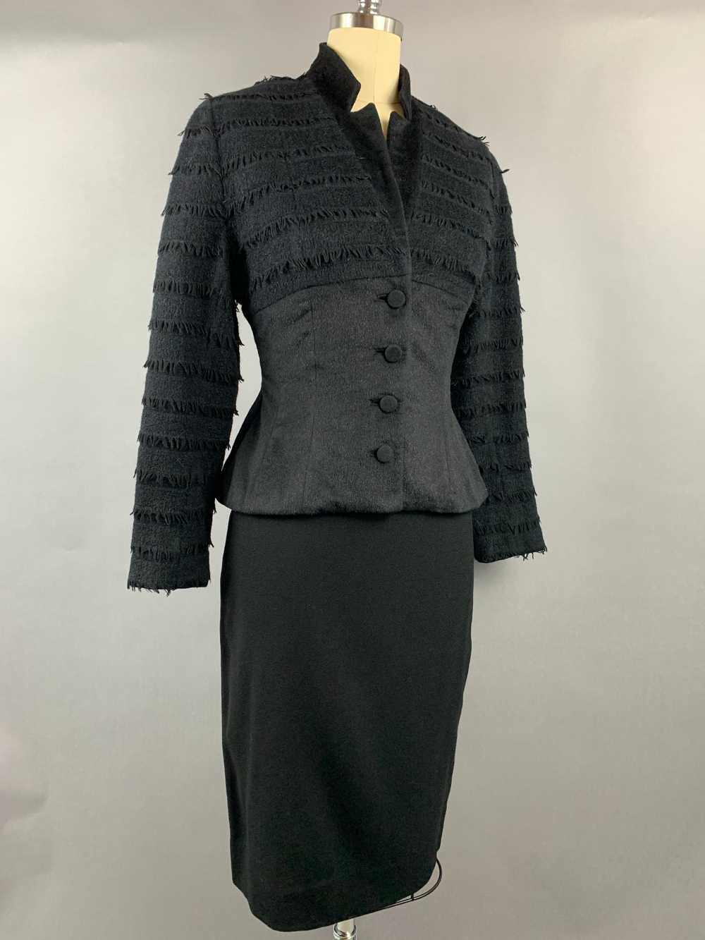 1950s Lilli Ann Fringed Black Wool Mohair Jacket … - image 9