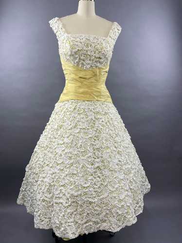 1950s Pale Yellow Ceil Chapman Party Dress Size M - image 1