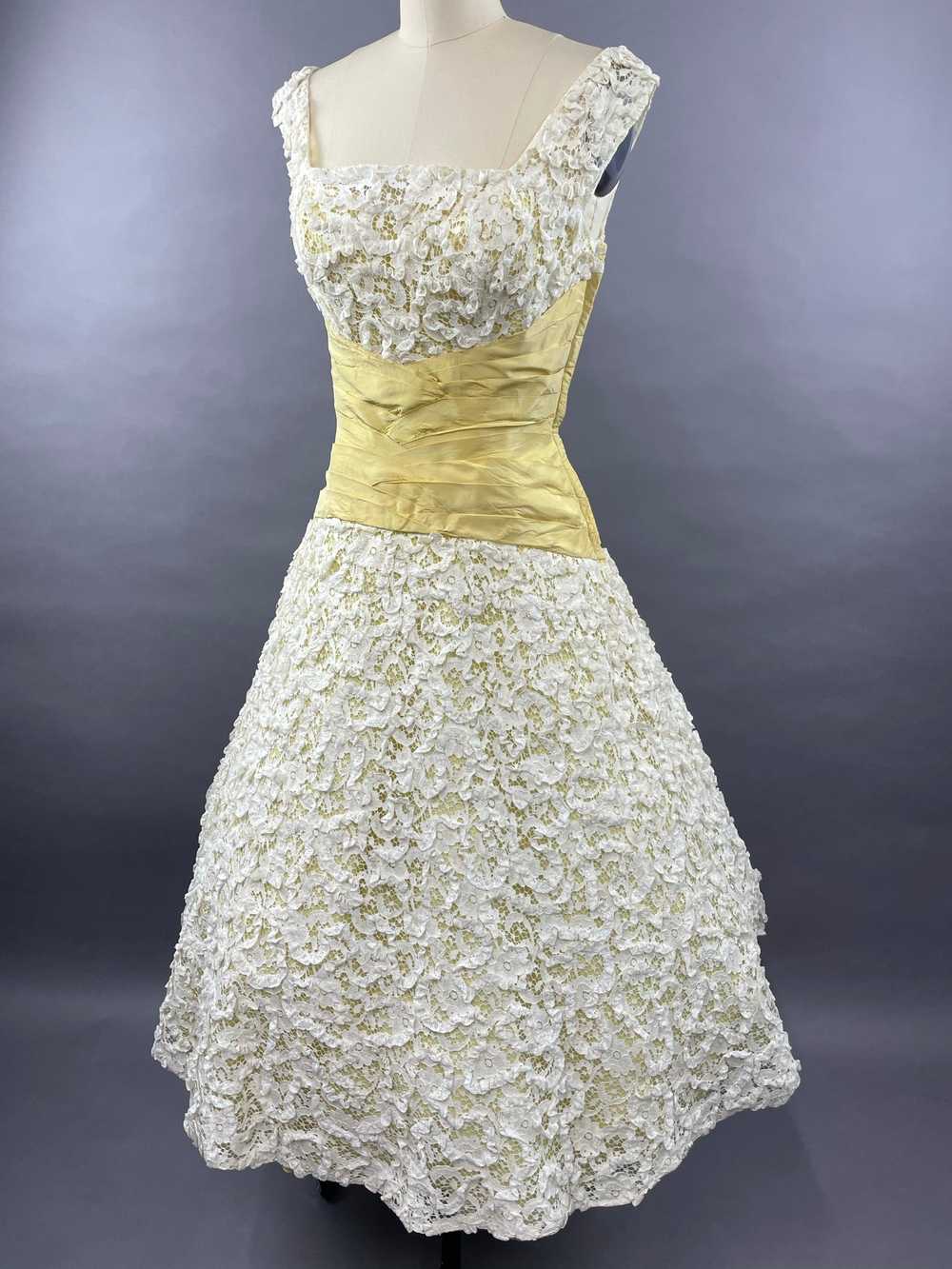 1950s Pale Yellow Ceil Chapman Party Dress Size M - image 2