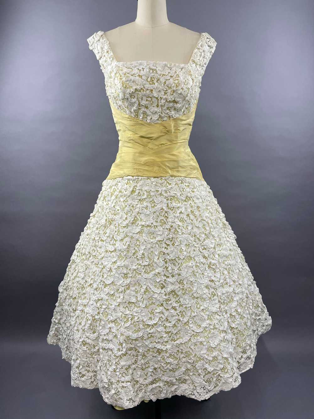 1950s Pale Yellow Ceil Chapman Party Dress Size M - image 5