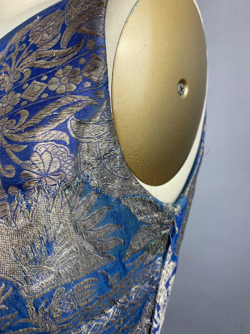 1960s Wounded Royal Blue Silk Chiffon Sari Dress … - image 5