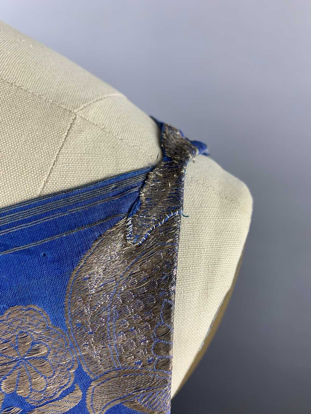 1960s Wounded Royal Blue Silk Chiffon Sari Dress … - image 6