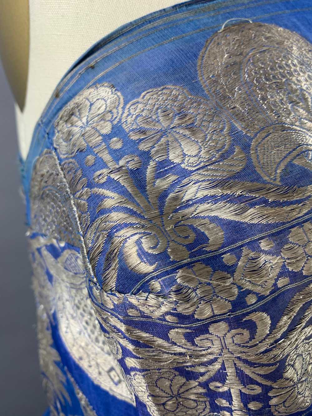 1960s Wounded Royal Blue Silk Chiffon Sari Dress … - image 7