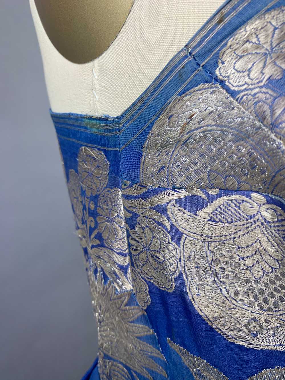1960s Wounded Royal Blue Silk Chiffon Sari Dress … - image 8