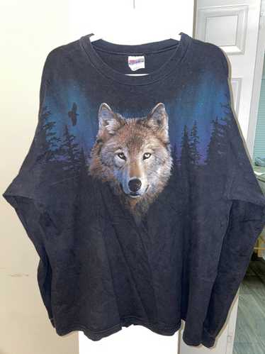 Hanes × Streetwear × Vintage VTG Wolf All Over Fro