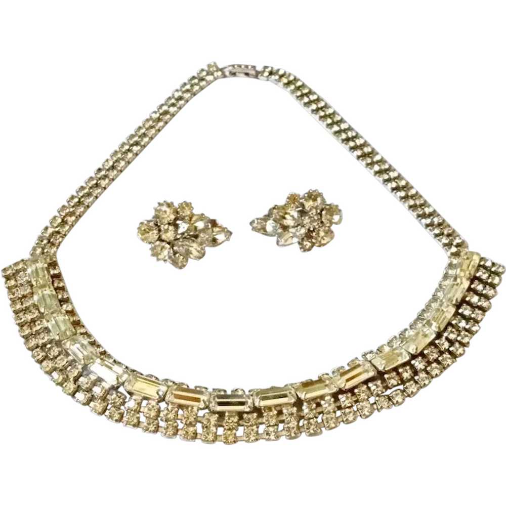 Crystal Rhinestone Necklace and Earrings - image 1