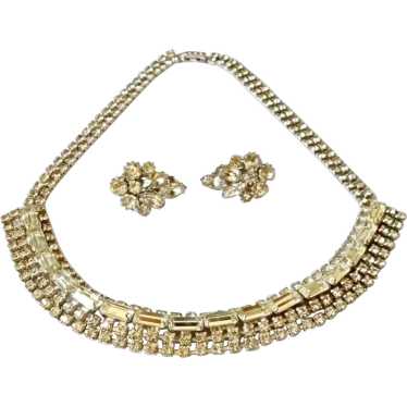 Crystal Rhinestone Necklace and Earrings - image 1