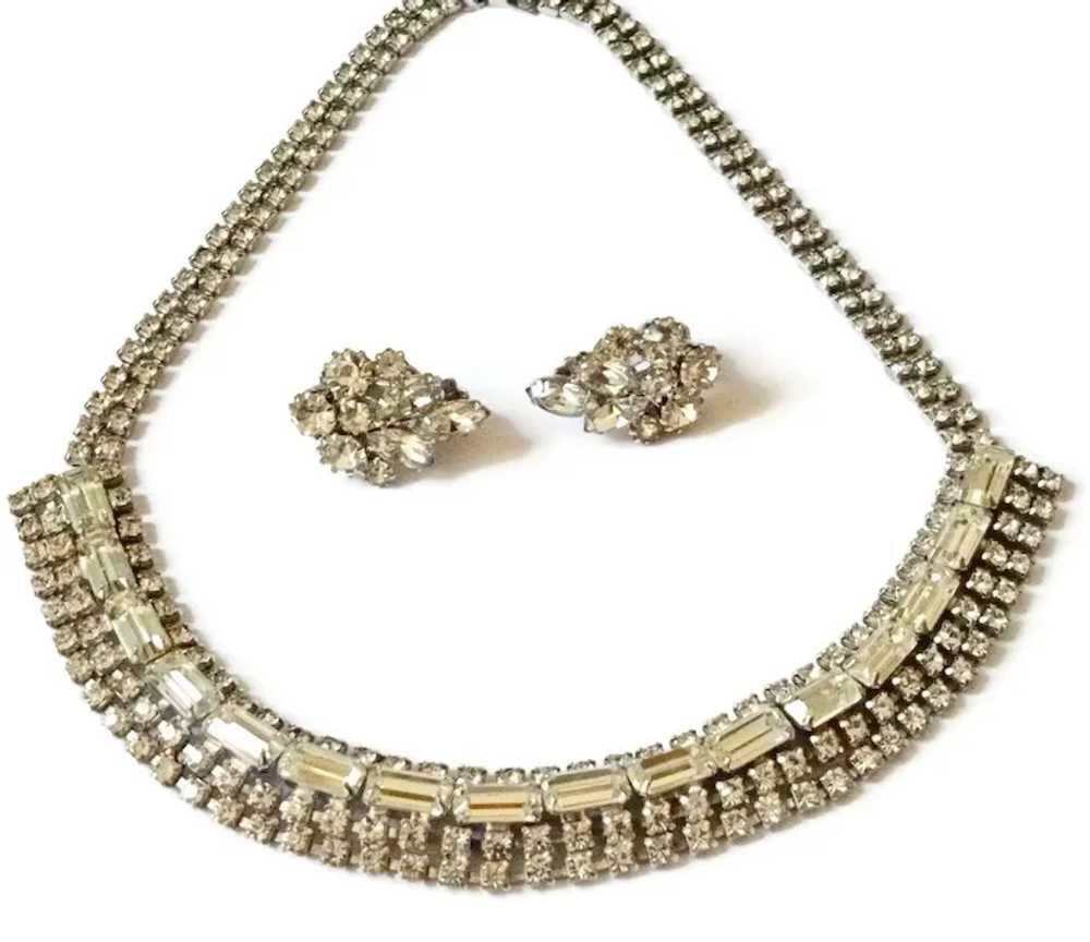 Crystal Rhinestone Necklace and Earrings - image 7