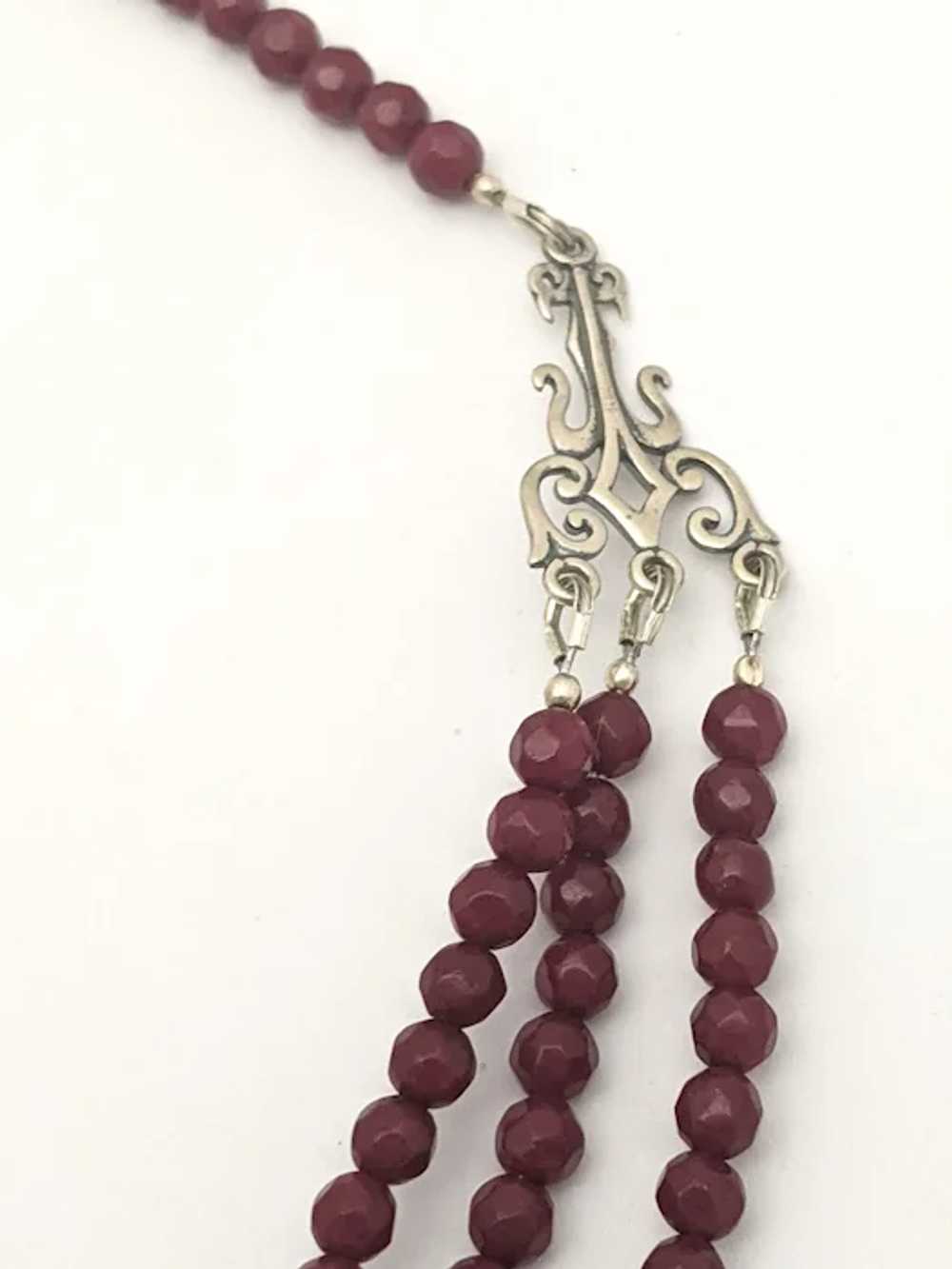 Sterling Silver Wine Quartz Beaded Multi Strand N… - image 7