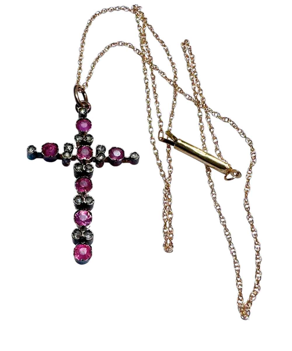 14K YG Ruby & Diamond Cross - image 11