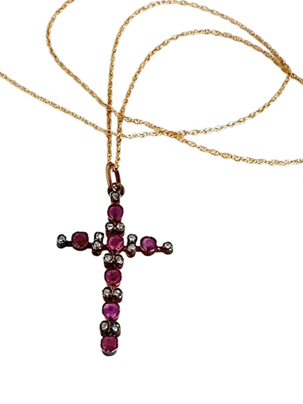 14K YG Ruby & Diamond Cross - image 12