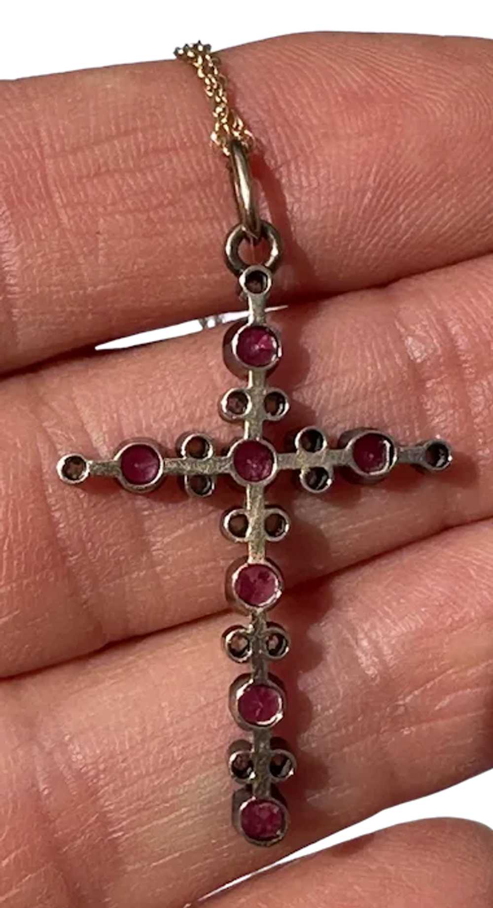 14K YG Ruby & Diamond Cross - image 8