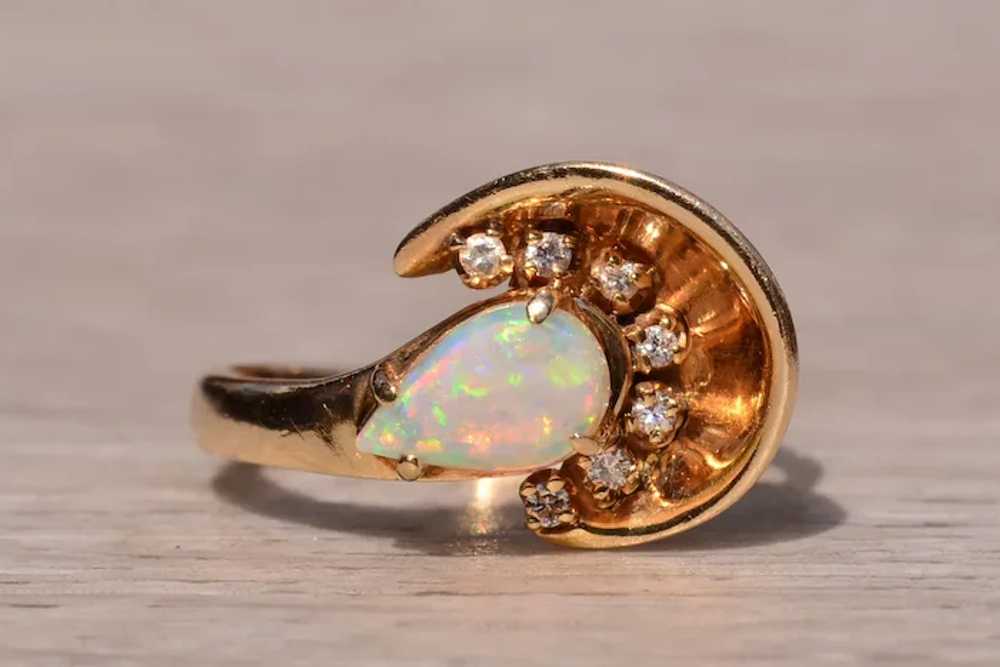 Vintage Retro Australian Opal and Diamond Ring in… - image 5