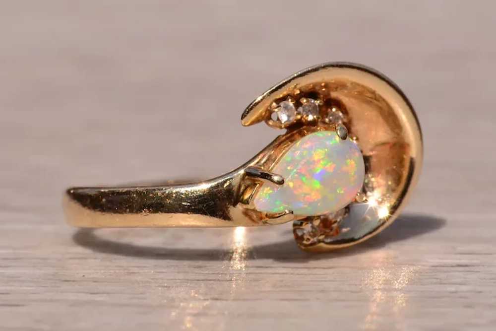 Vintage Retro Australian Opal and Diamond Ring in… - image 6