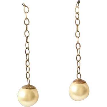 Fine 9CT Cultured Pearl Drop Earrings Classic Ele… - image 1