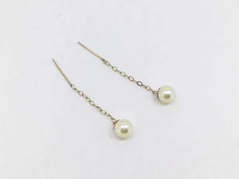 Fine 9CT Cultured Pearl Drop Earrings Classic Ele… - image 4