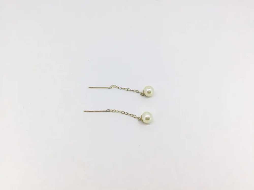 Fine 9CT Cultured Pearl Drop Earrings Classic Ele… - image 5