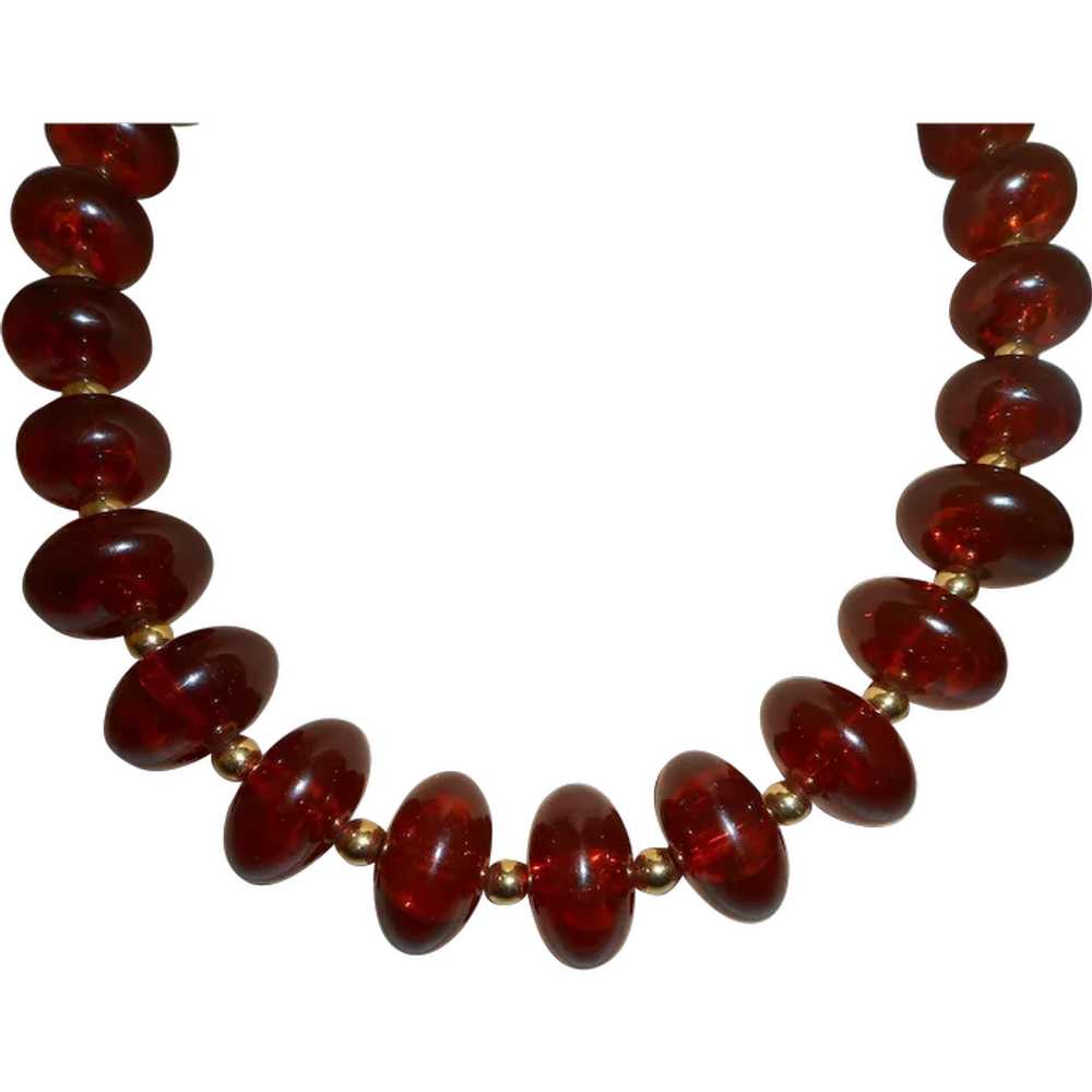 Clearance - Signed KJL Faux Amber Necklace - image 1