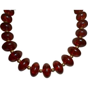 Clearance - Signed KJL Faux Amber Necklace - image 1