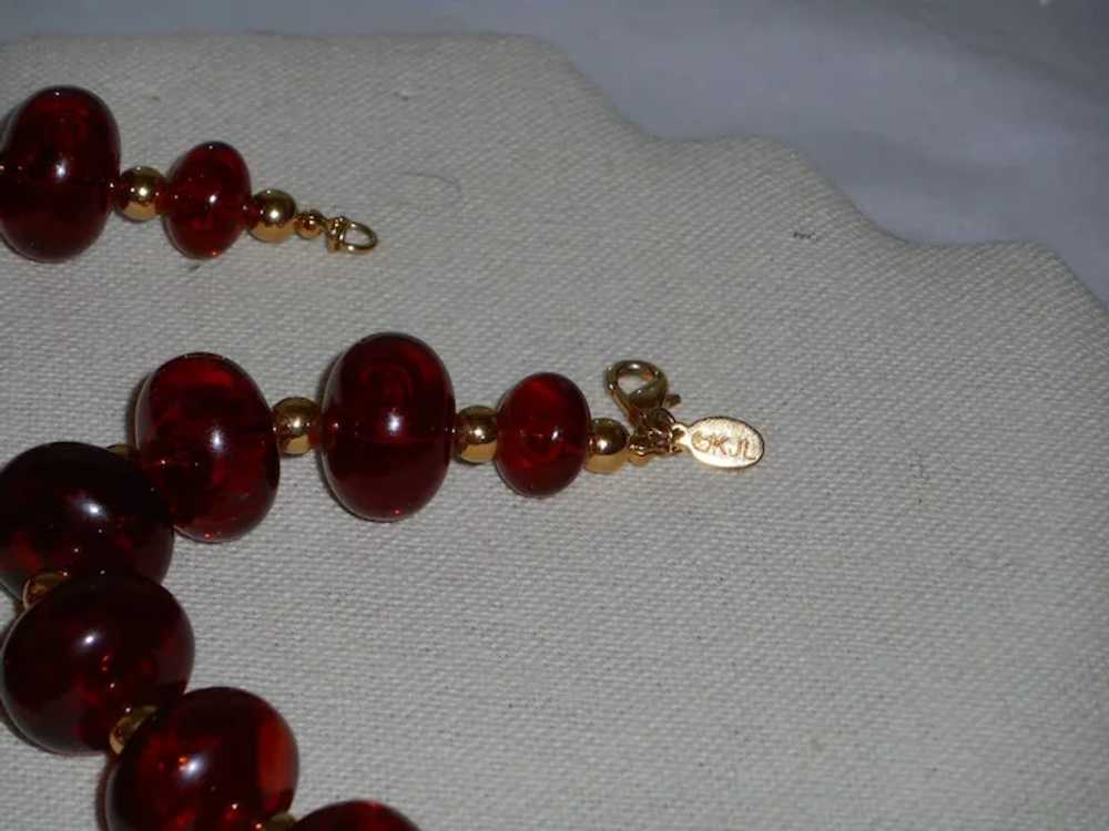 Clearance - Signed KJL Faux Amber Necklace - image 2