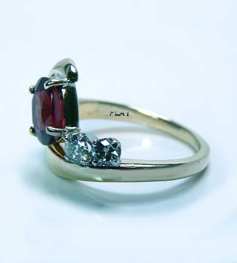 Vintage Garnet Diamond 18K Gold Platinum Ring Est… - image 6