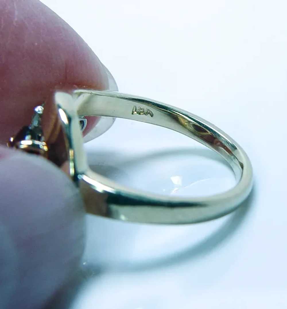 Vintage Garnet Diamond 18K Gold Platinum Ring Est… - image 7