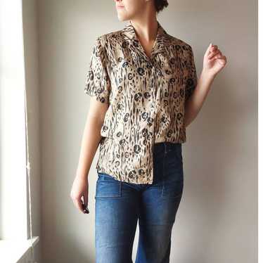 Vintage Vintage 80s 100% Silk Stunt Cheetah Print… - image 1