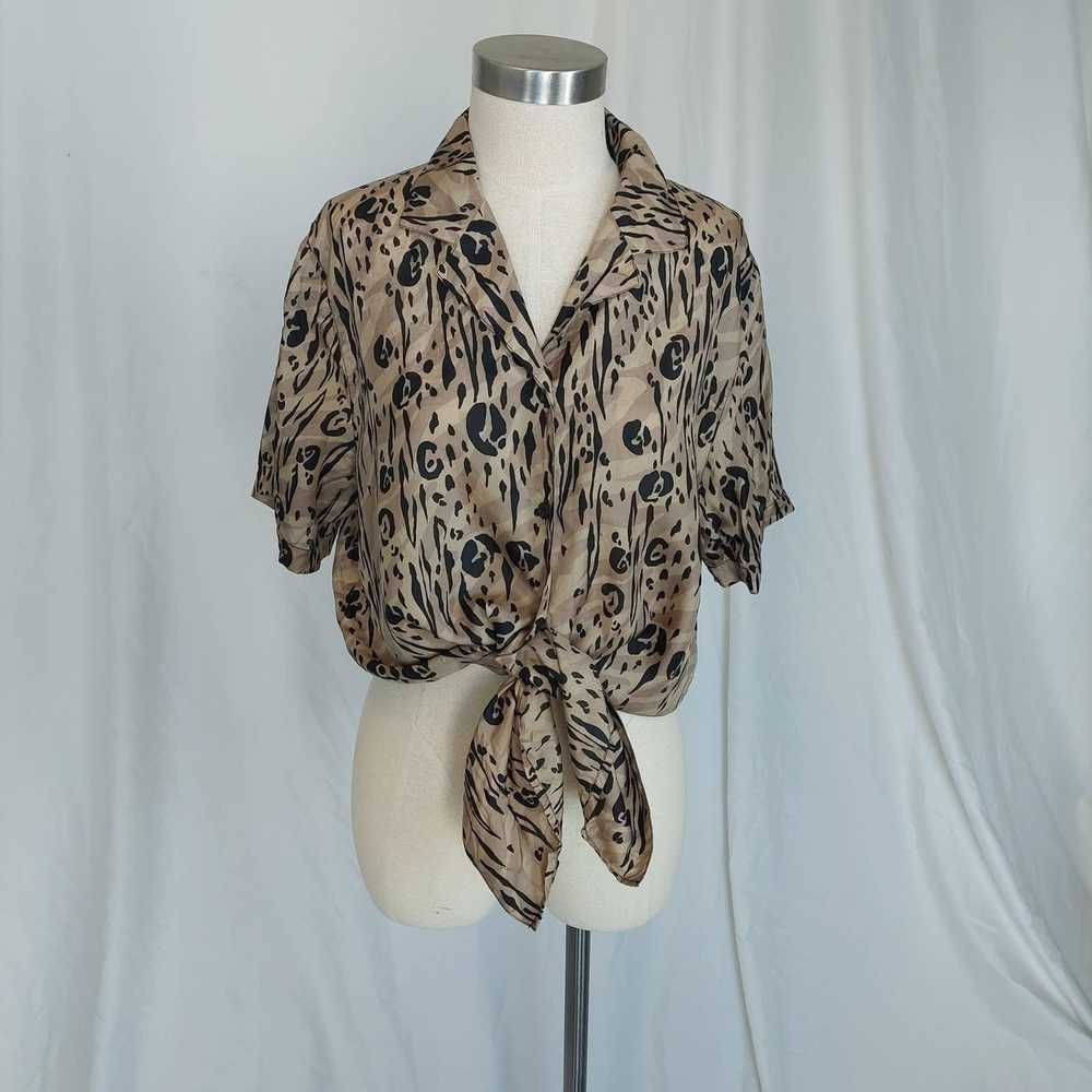 Vintage Vintage 80s 100% Silk Stunt Cheetah Print… - image 3