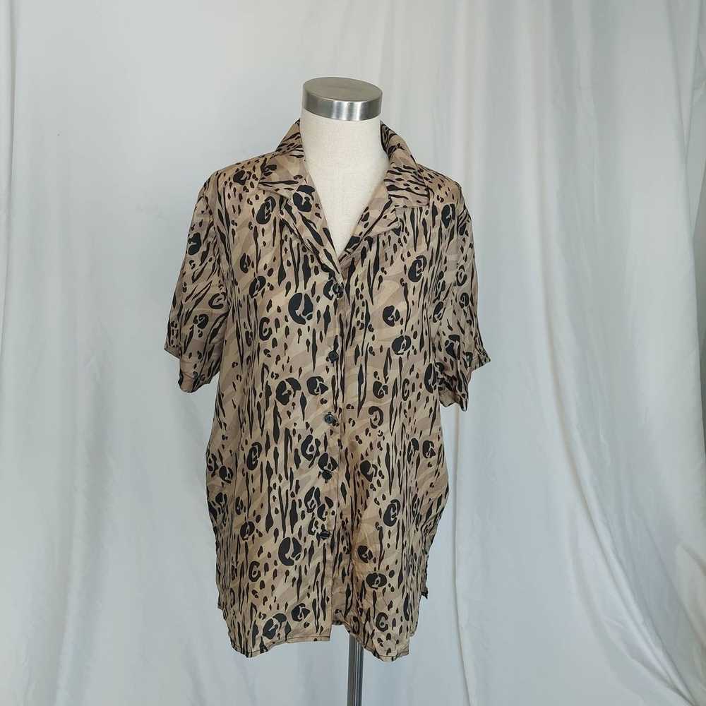 Vintage Vintage 80s 100% Silk Stunt Cheetah Print… - image 4