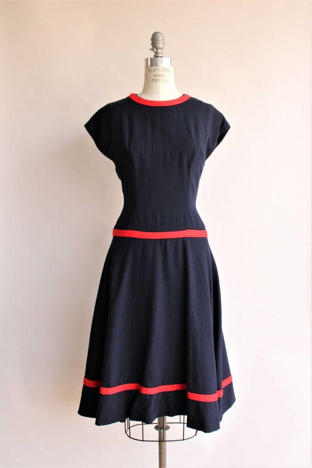 Vintage Vintage 1950s Dress, Maggie Stover Navy B… - image 2