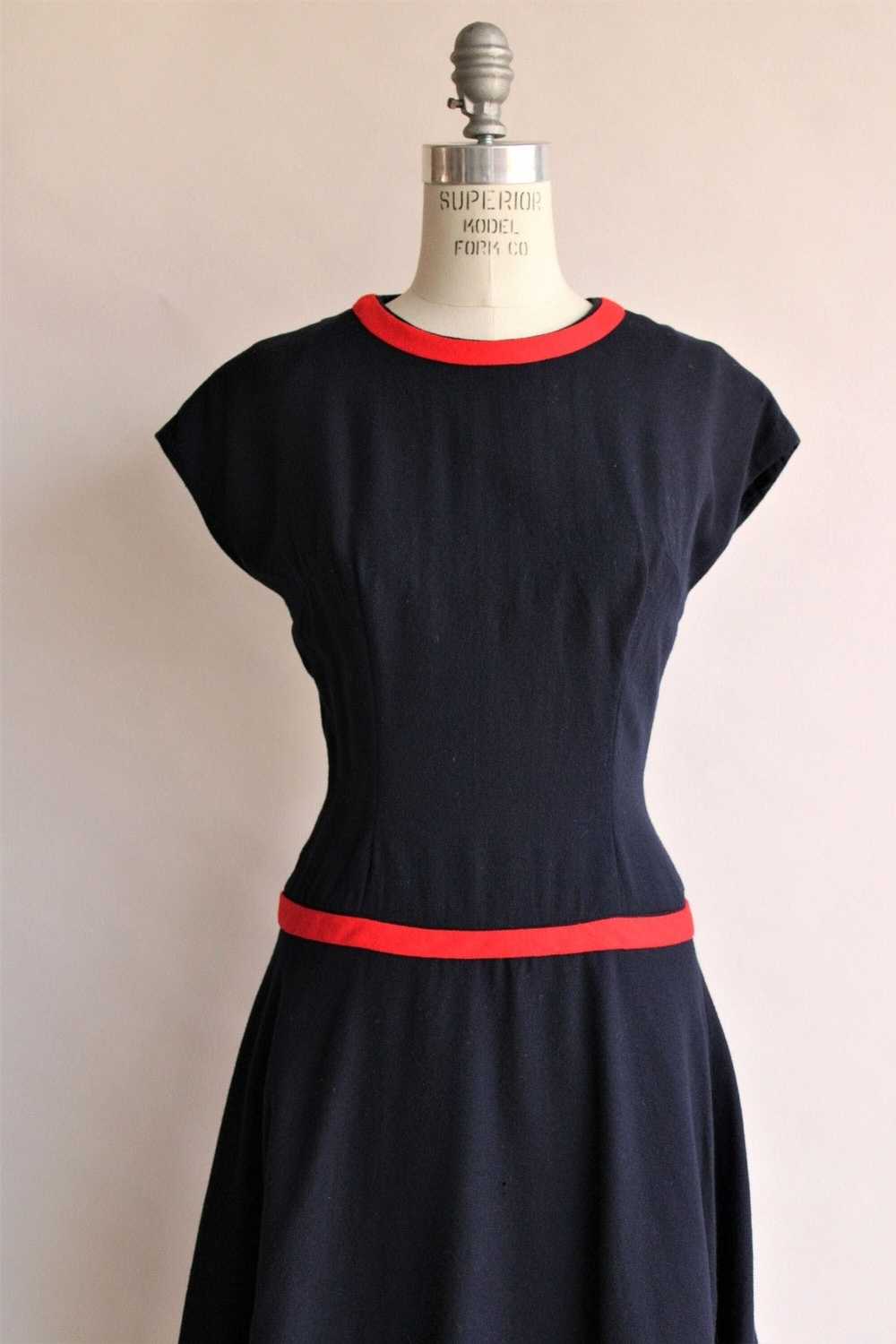 Vintage Vintage 1950s Dress, Maggie Stover Navy B… - image 3