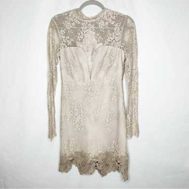 Saylor SAYLOR Cream Silver Lace Dress in Small - image 1
