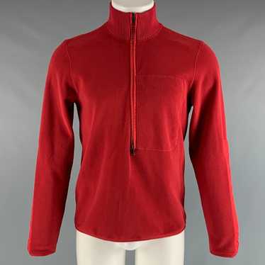 Prada Red Solid Polyester Zip Up Pullover - image 1