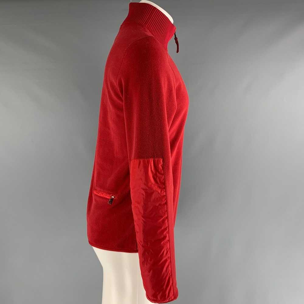 Prada Red Solid Polyester Zip Up Pullover - image 2