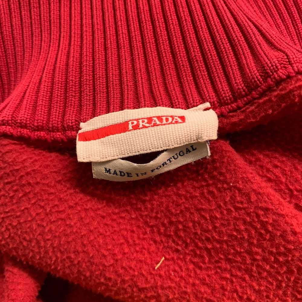 Prada Red Solid Polyester Zip Up Pullover - image 4