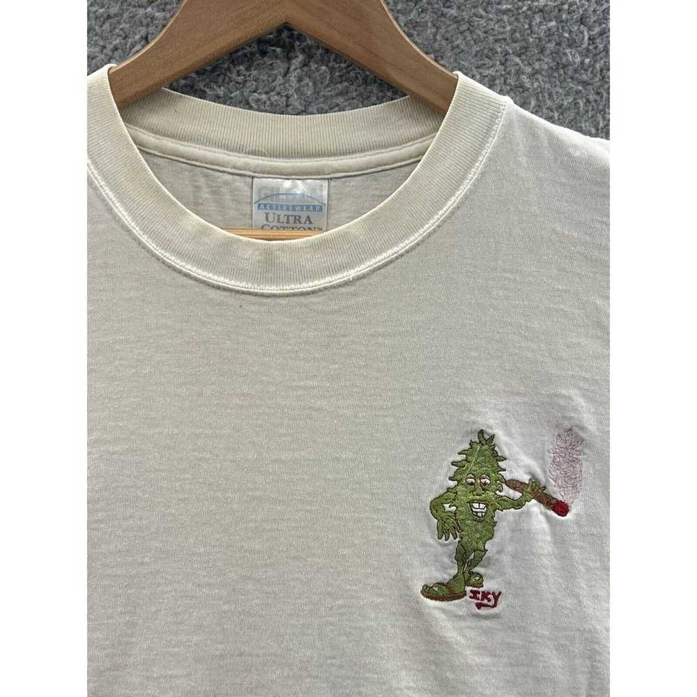 Gildan Gildan Embroidered Bud Smoking Weed Tee Wh… - image 3