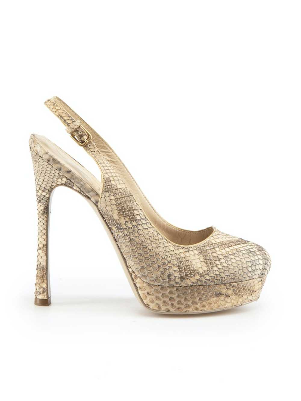 Saint Laurent Paris Beige Snakeskin Slingback Hee… - image 1