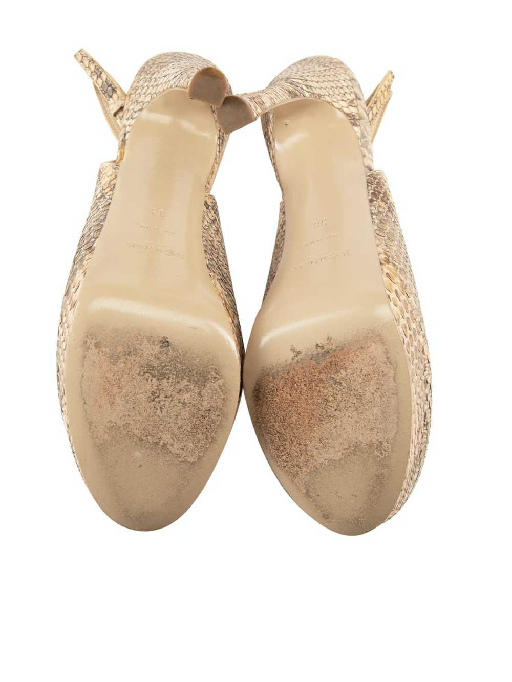 Saint Laurent Paris Beige Snakeskin Slingback Hee… - image 4