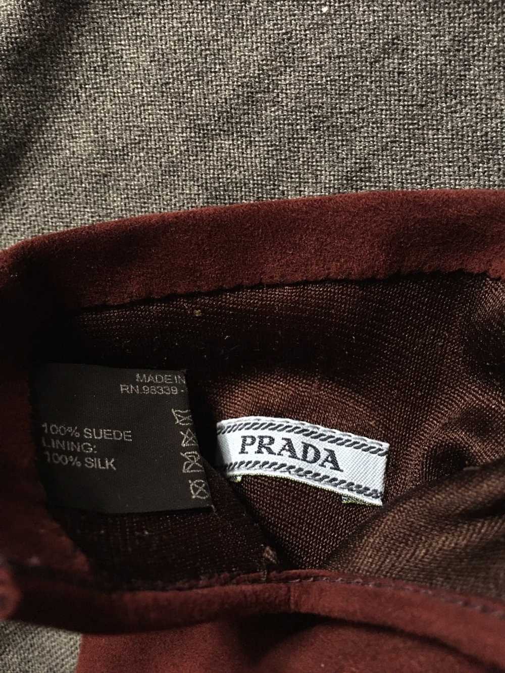 Prada PRADA Burgundy Suede Leather Elegant Gloves… - image 11