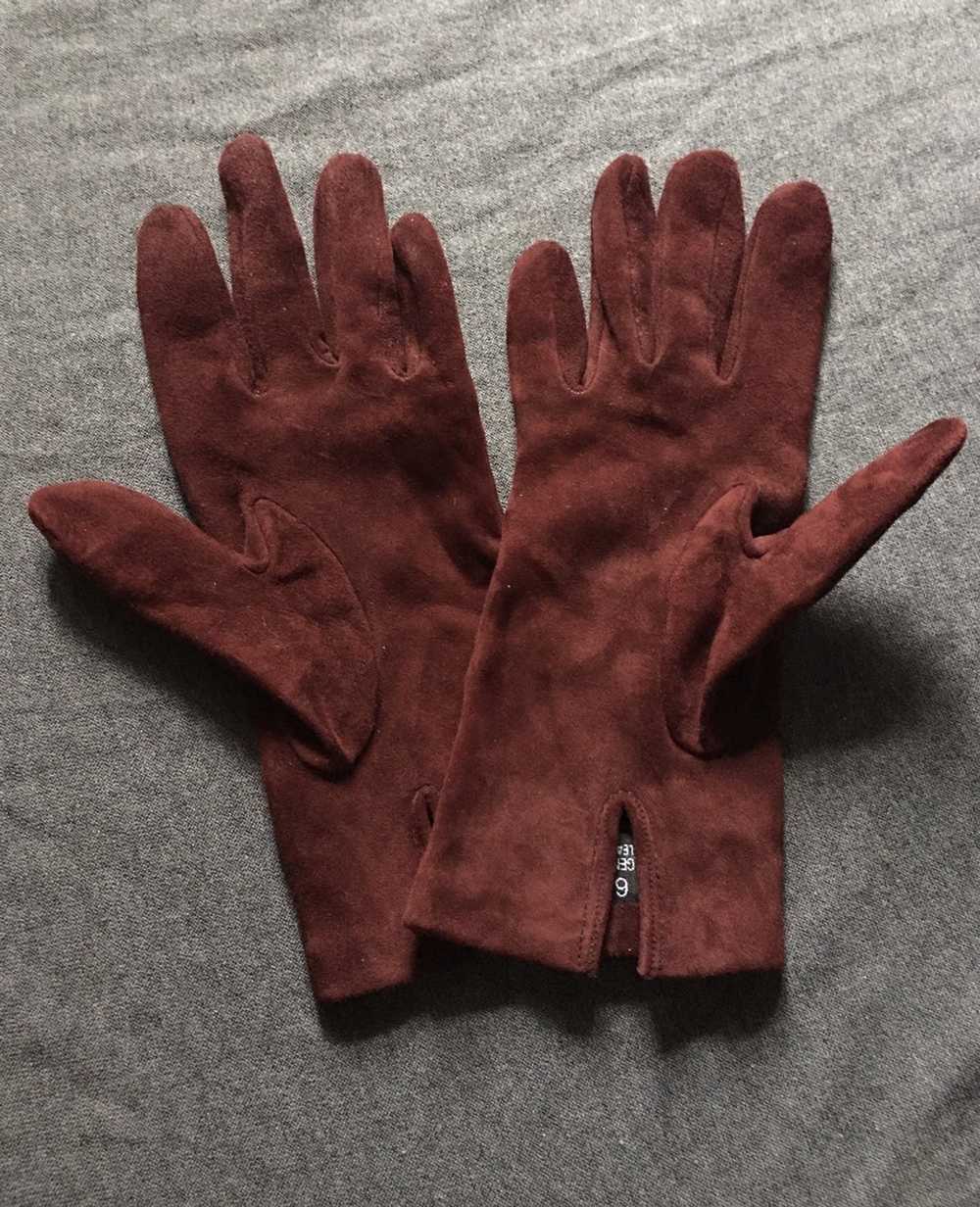 Prada PRADA Burgundy Suede Leather Elegant Gloves… - image 8