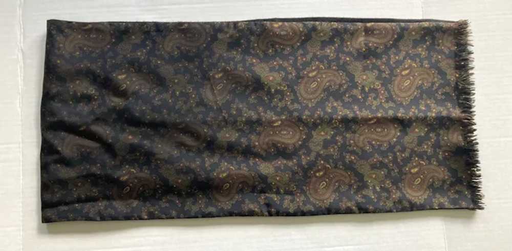 Italian Silk & Wool Paisley Scarf / Muffler By Ha… - image 3