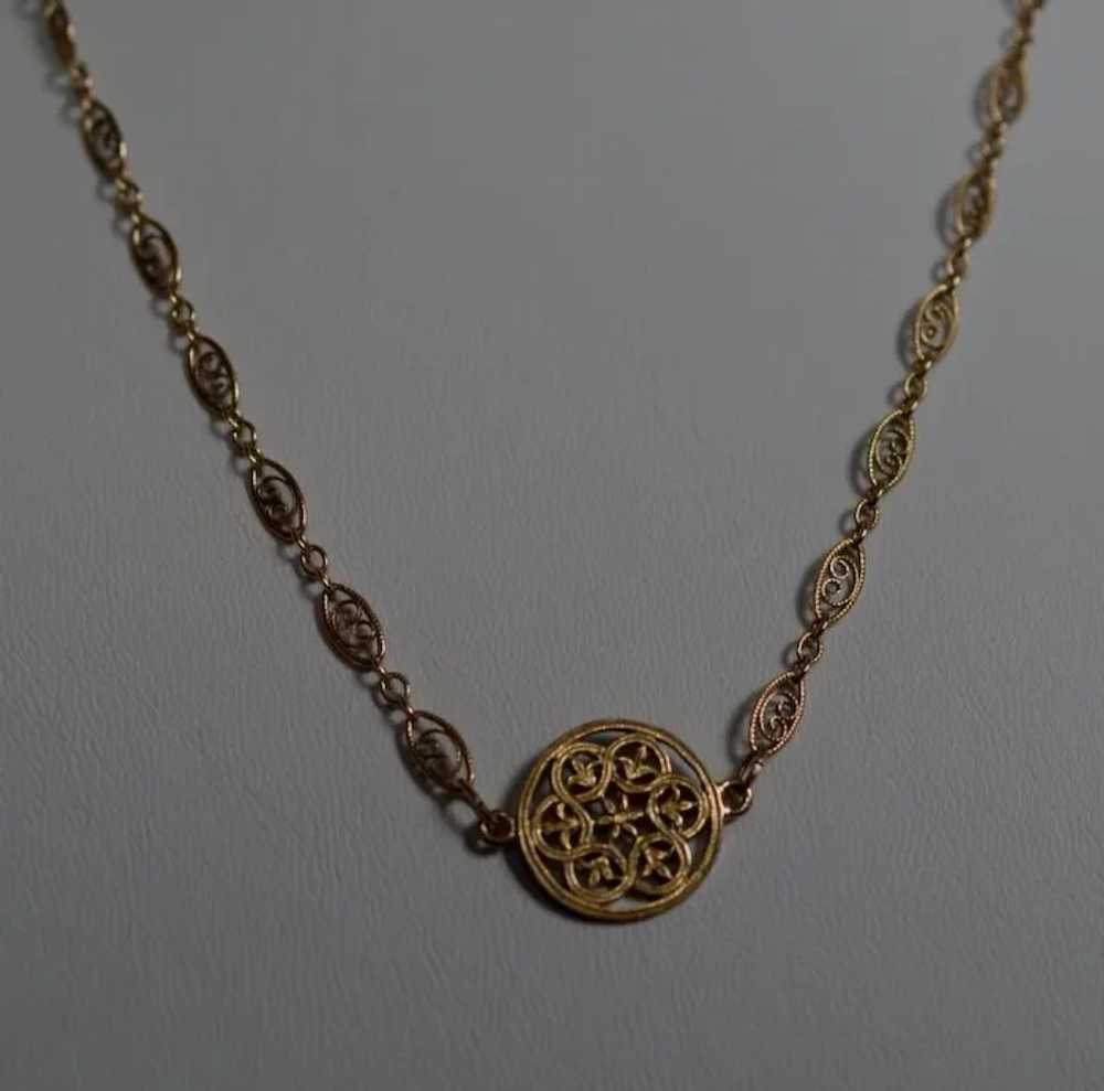 Dainty Vermeil Filigree Layering Necklace - image 6