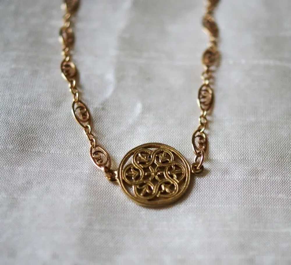 Dainty Vermeil Filigree Layering Necklace - image 8