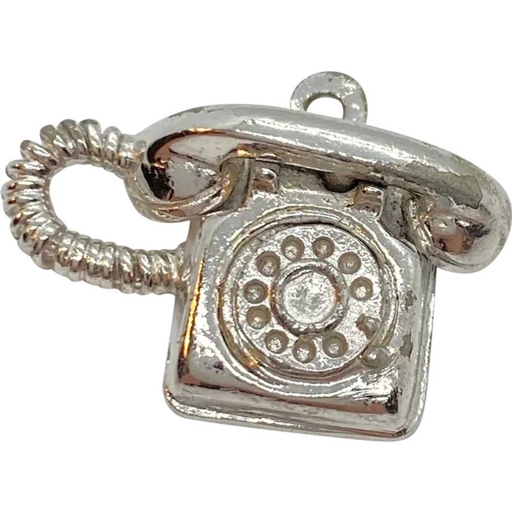 Rotary Telephone Vintage Charm Sterling Silver Th… - image 1