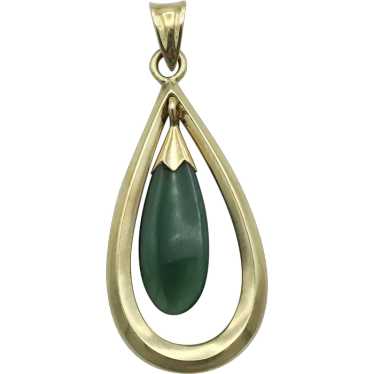 14K Jade Tear Drop Pendant - image 1