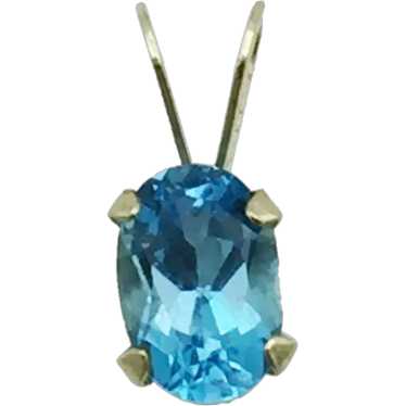 14K Blue Topaz Pendant - image 1