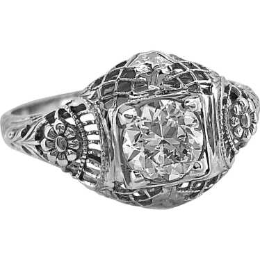 Edwardian .75ct. Diamond Antique Engagement - Fash